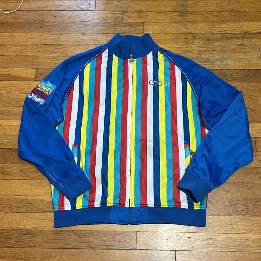 COOGI Blue Multi-Color Striped Bomber Jacket - Picture 16 of 16